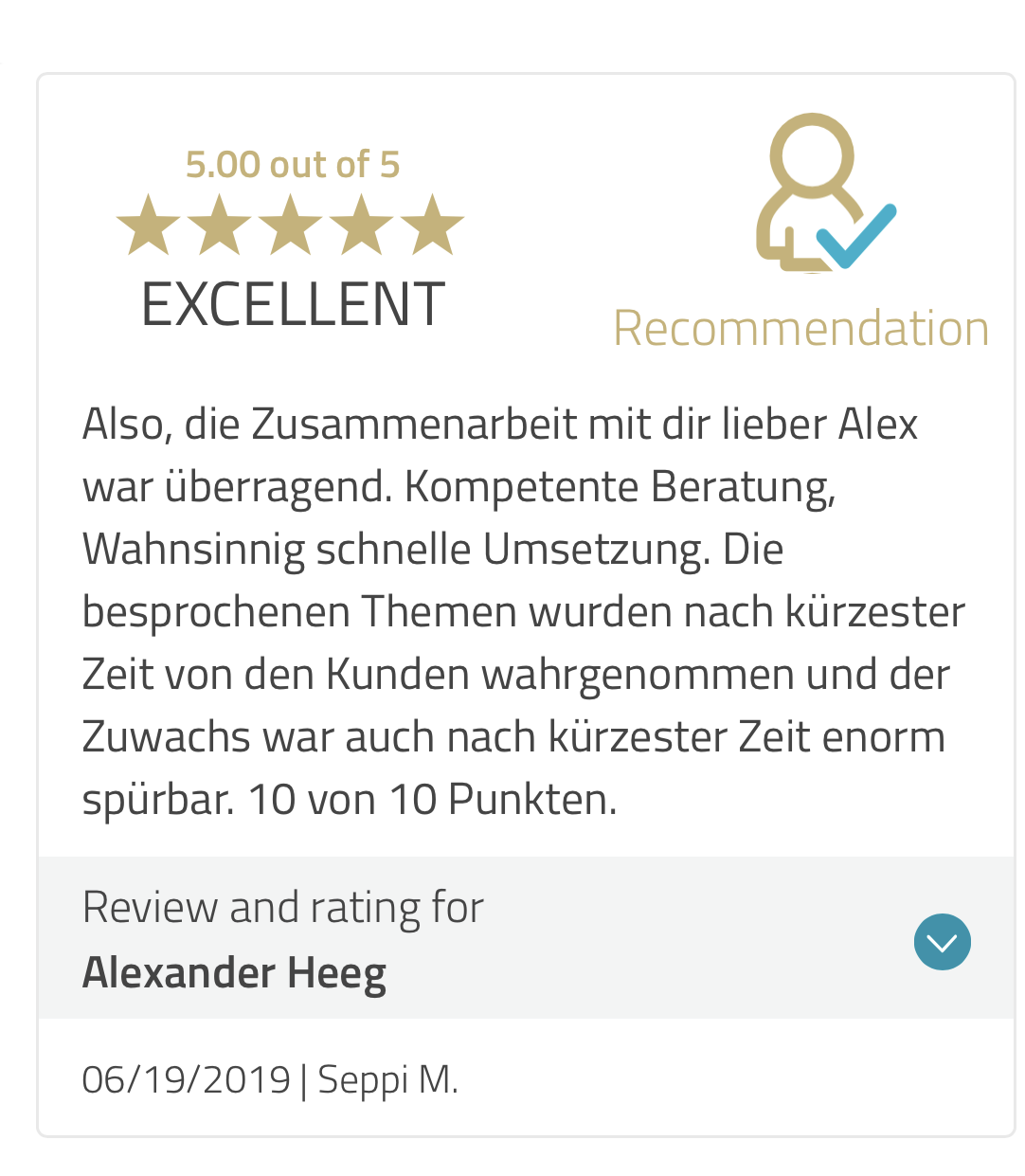 Kundenergebnis der Agentur Consulting (Alexander Heeg, Heeg Consulting GmbH) – Screenshot aus der privaten Kunden-Community