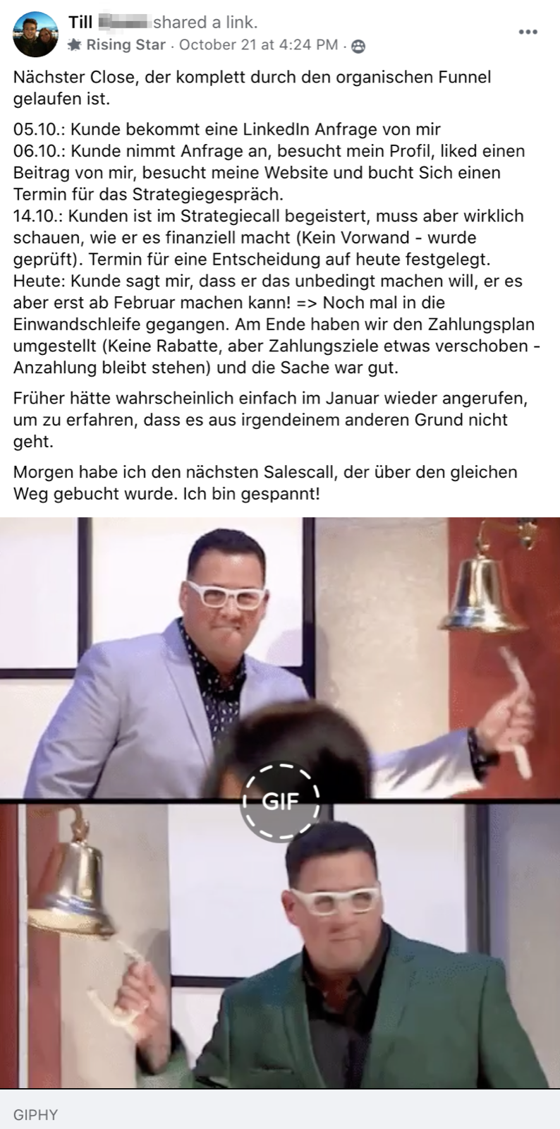 Kundenergebnis der Agentur Consulting (Alexander Heeg, Heeg Consulting GmbH) – Screenshot aus der privaten Kunden-Community