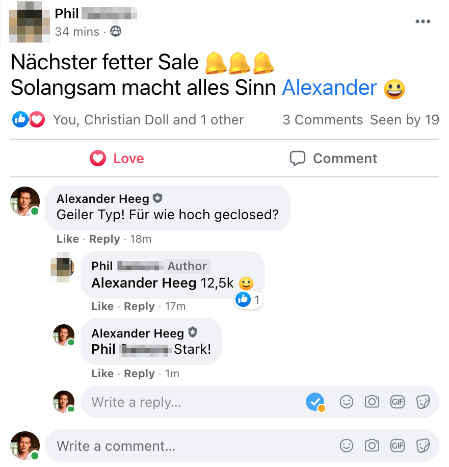 Kundenergebnis der Agentur Consulting (Alexander Heeg, Heeg Consulting GmbH) – Screenshot aus der privaten Kunden-Community