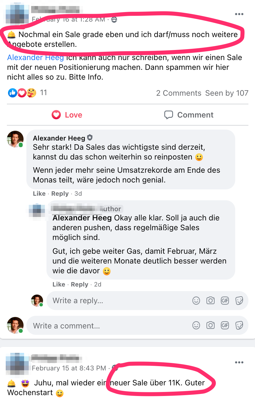 Kundenergebnis der Agentur Consulting (Alexander Heeg, Heeg Consulting GmbH) – Screenshot aus der privaten Kunden-Community