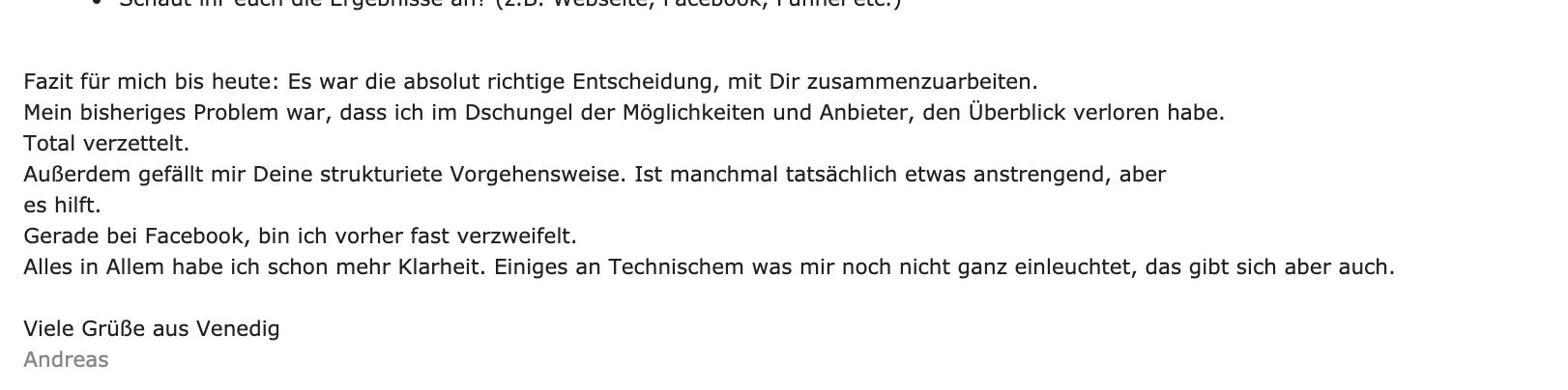 Kundenergebnis der Agentur Consulting (Alexander Heeg, Heeg Consulting GmbH) – Screenshot aus der privaten Kunden-Community