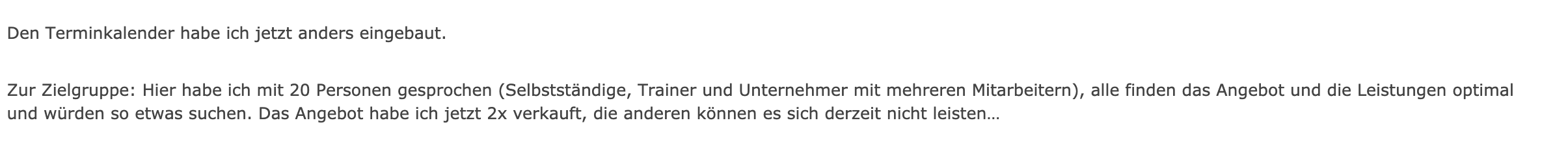 Kundenergebnis der Agentur Consulting (Alexander Heeg, Heeg Consulting GmbH) – Screenshot aus der privaten Kunden-Community