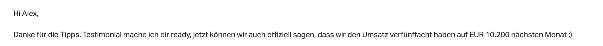 Kundenergebnis der Agentur Consulting (Alexander Heeg, Heeg Consulting GmbH) – Screenshot aus der privaten Kunden-Community