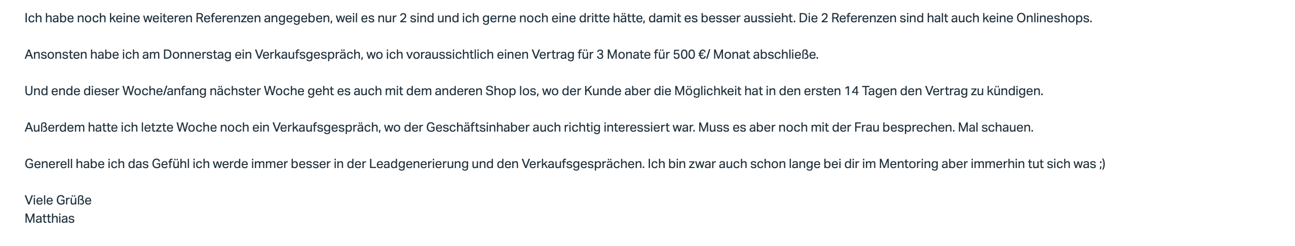 Kundenergebnis der Agentur Consulting (Alexander Heeg, Heeg Consulting GmbH) – Screenshot aus der privaten Kunden-Community