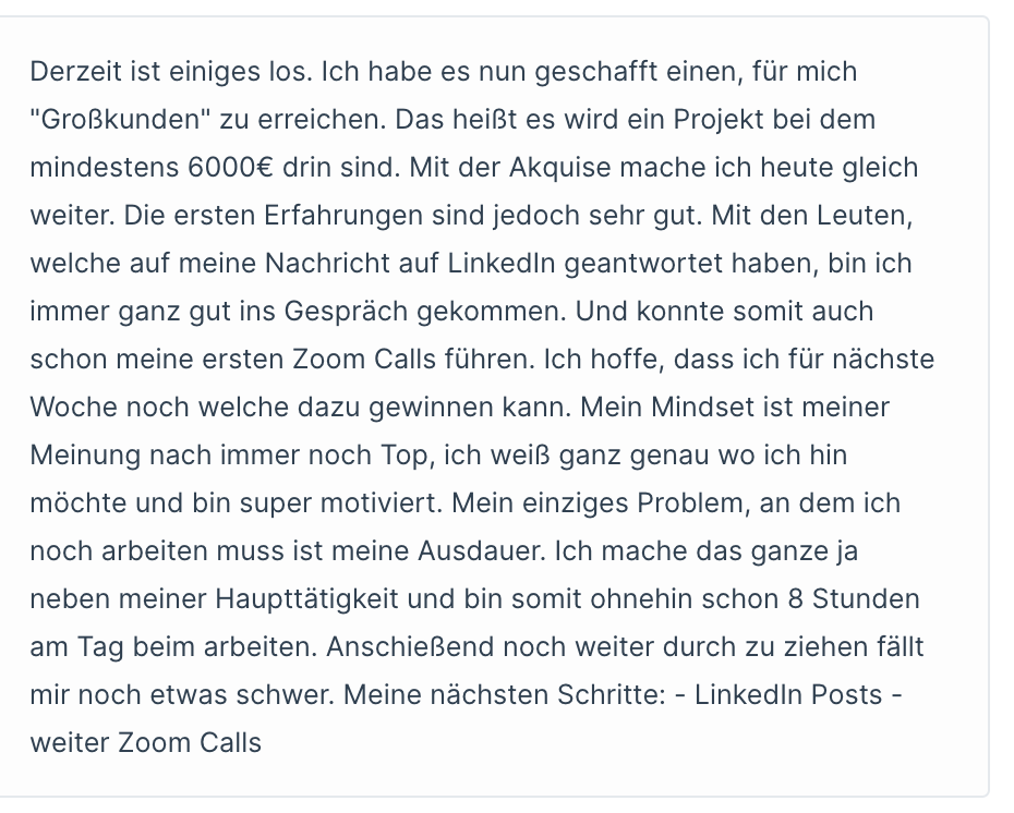Kundenergebnis der Agentur Consulting (Alexander Heeg, Heeg Consulting GmbH) – Screenshot aus der privaten Kunden-Community