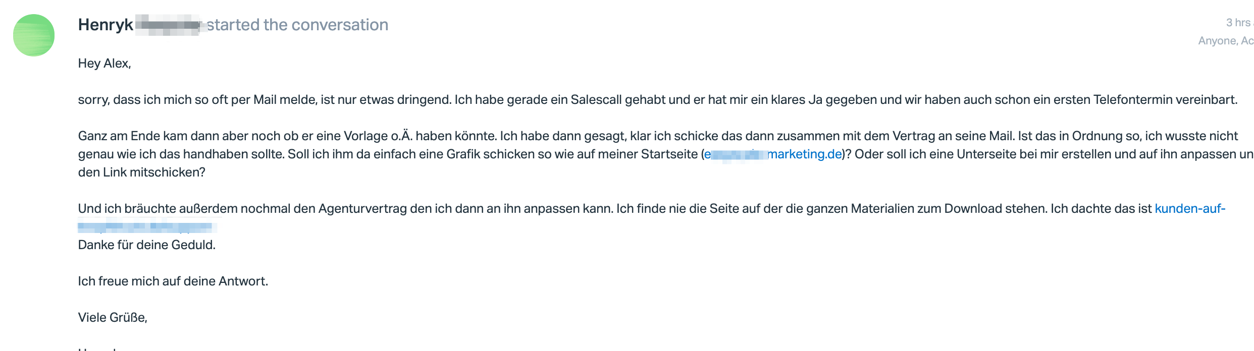 Kundenergebnis der Agentur Consulting (Alexander Heeg, Heeg Consulting GmbH) – Screenshot aus der privaten Kunden-Community