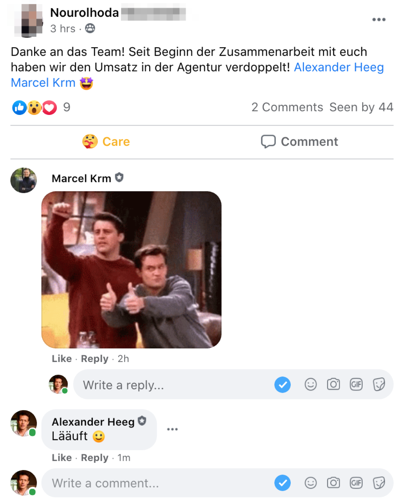 Kundenergebnis der Agentur Consulting (Alexander Heeg, Heeg Consulting GmbH) – Screenshot aus der privaten Kunden-Community