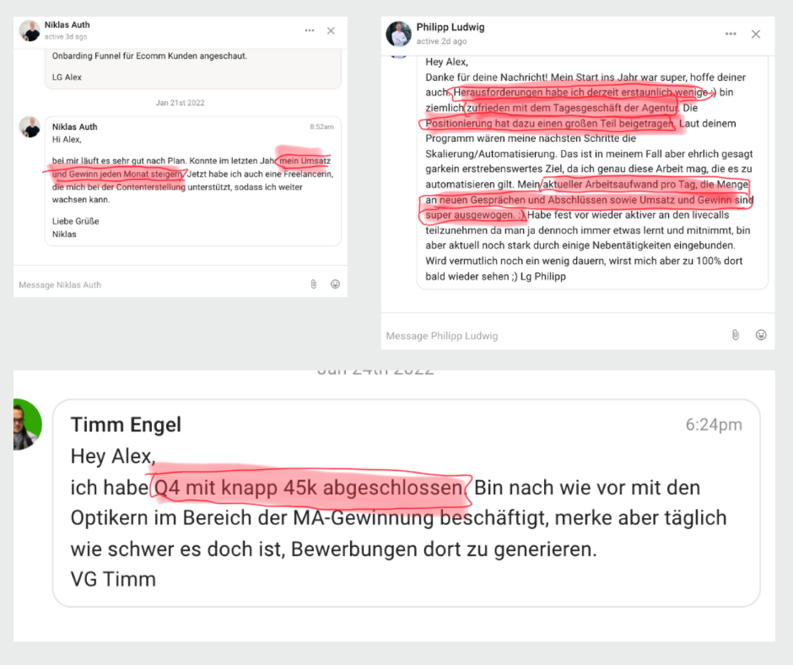 Kundenergebnis der Agentur Consulting (Alexander Heeg, Heeg Consulting GmbH) – Screenshot aus der privaten Kunden-Community