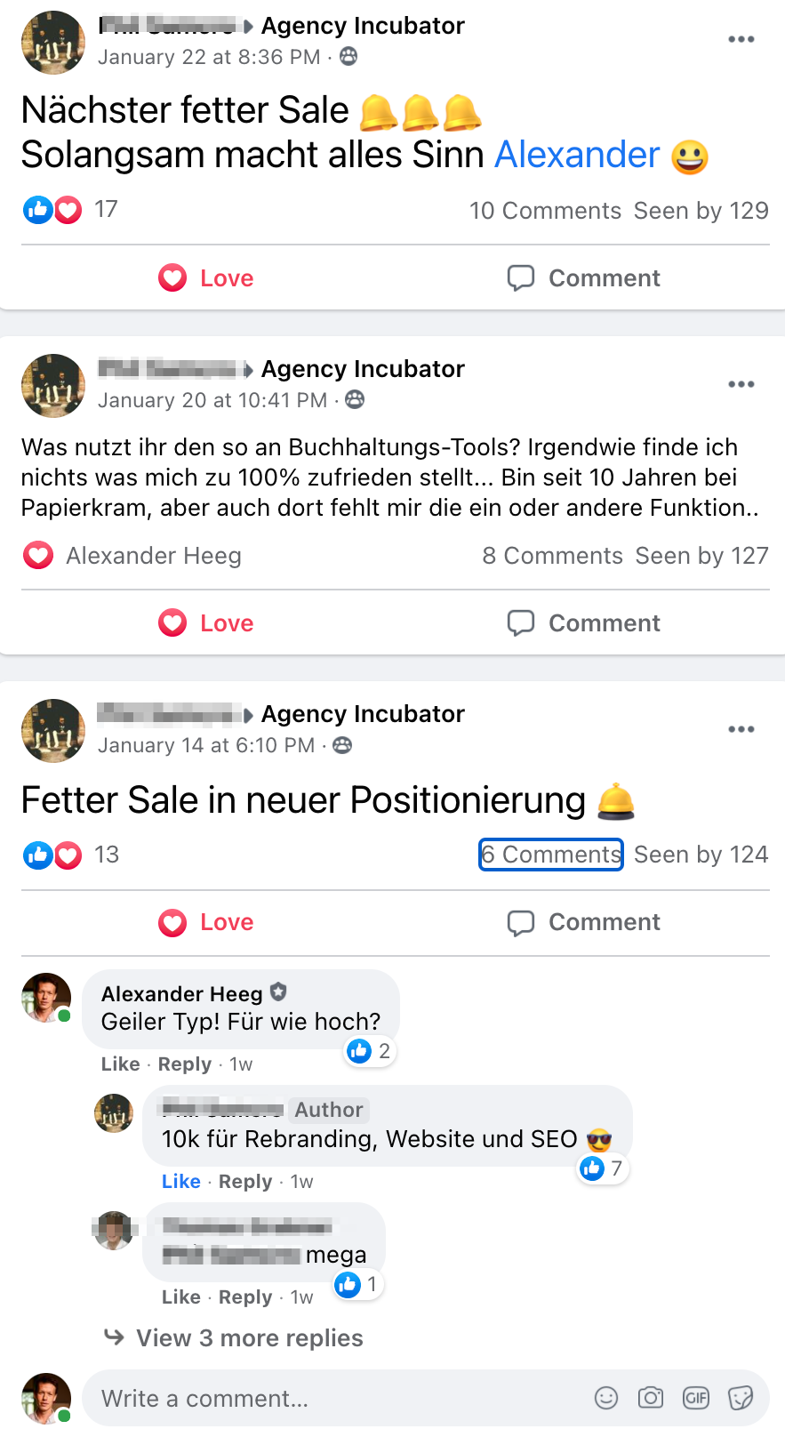 Kundenergebnis der Agentur Consulting (Alexander Heeg, Heeg Consulting GmbH) – Screenshot aus der privaten Kunden-Community