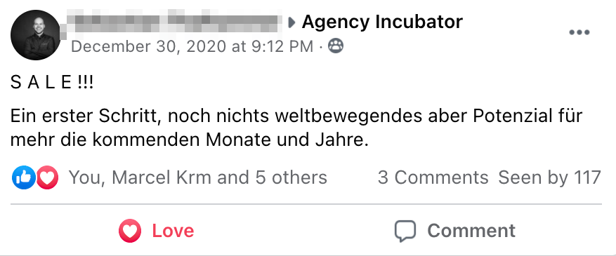 Kundenergebnis der Agentur Consulting (Alexander Heeg, Heeg Consulting GmbH) – Screenshot aus der privaten Kunden-Community
