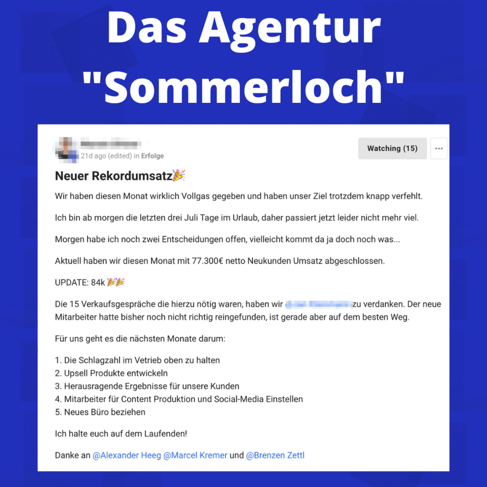Kundenergebnis der Agentur Consulting (Alexander Heeg, Heeg Consulting GmbH) – Screenshot aus der privaten Kunden-Community
