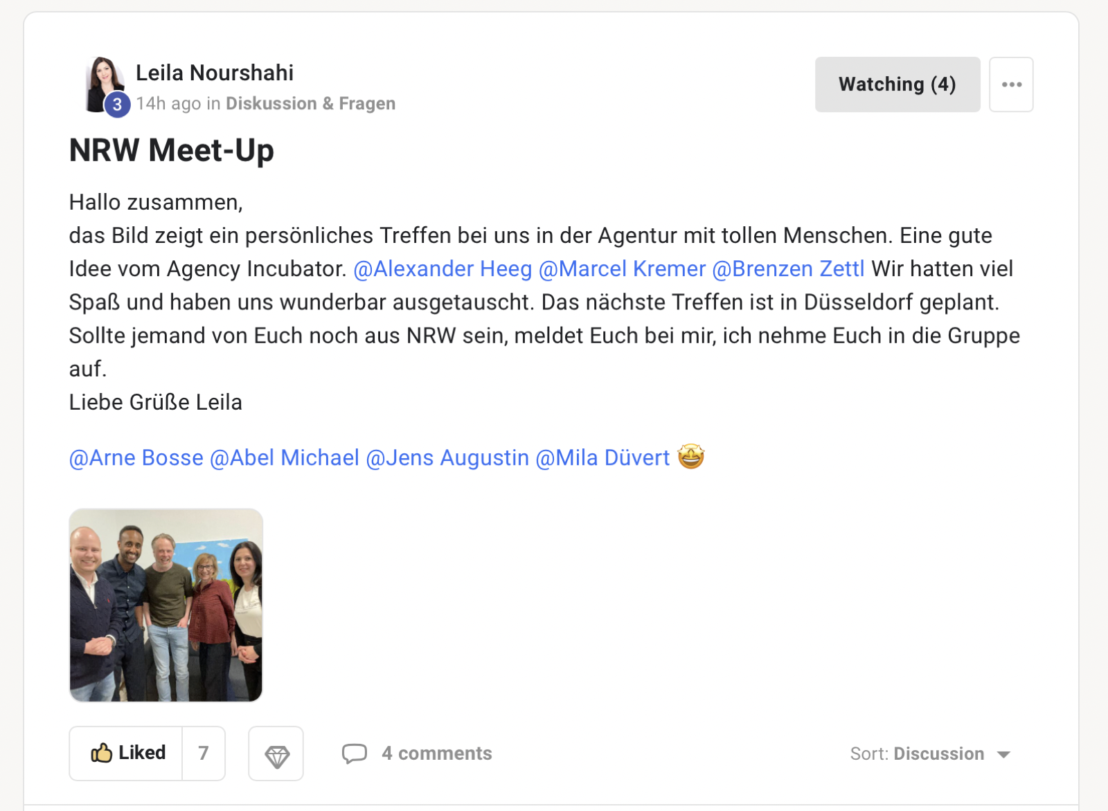 Kundenergebnis der Agentur Consulting (Alexander Heeg, Heeg Consulting GmbH) – Screenshot aus der privaten Kunden-Community