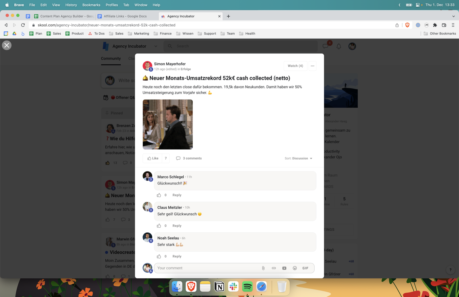 Kundenergebnis der Agentur Consulting (Alexander Heeg, Heeg Consulting GmbH) – Screenshot aus der privaten Kunden-Community