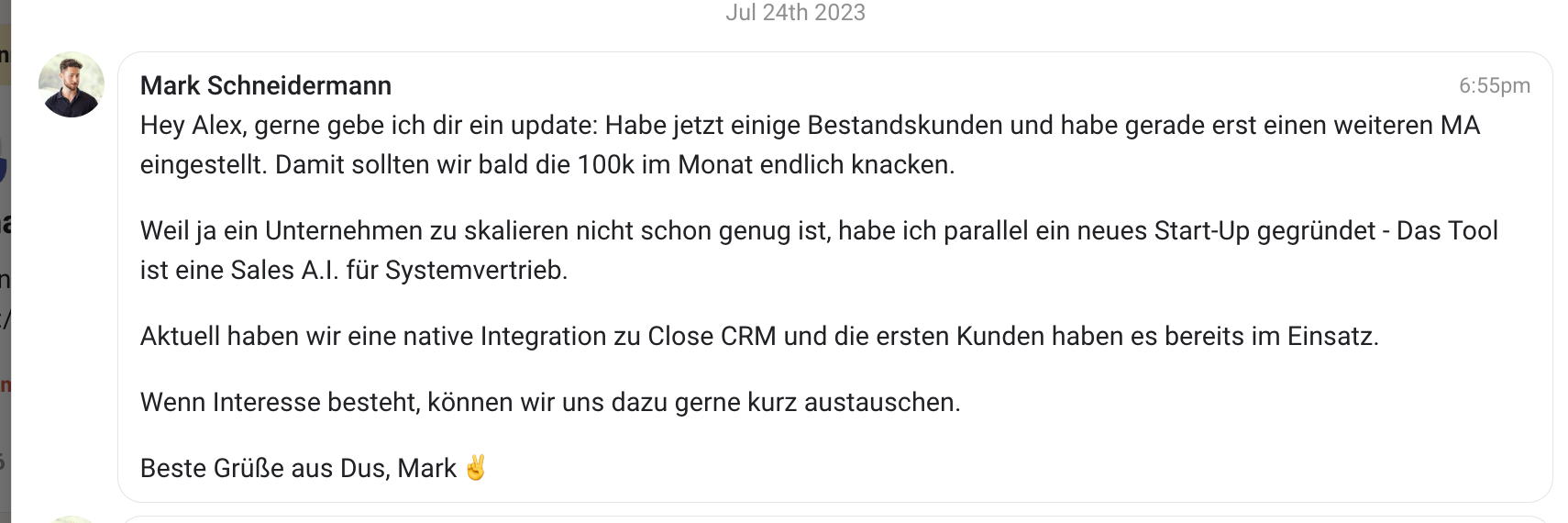 Kundenergebnis der Agentur Consulting (Alexander Heeg, Heeg Consulting GmbH) – Screenshot aus der privaten Kunden-Community