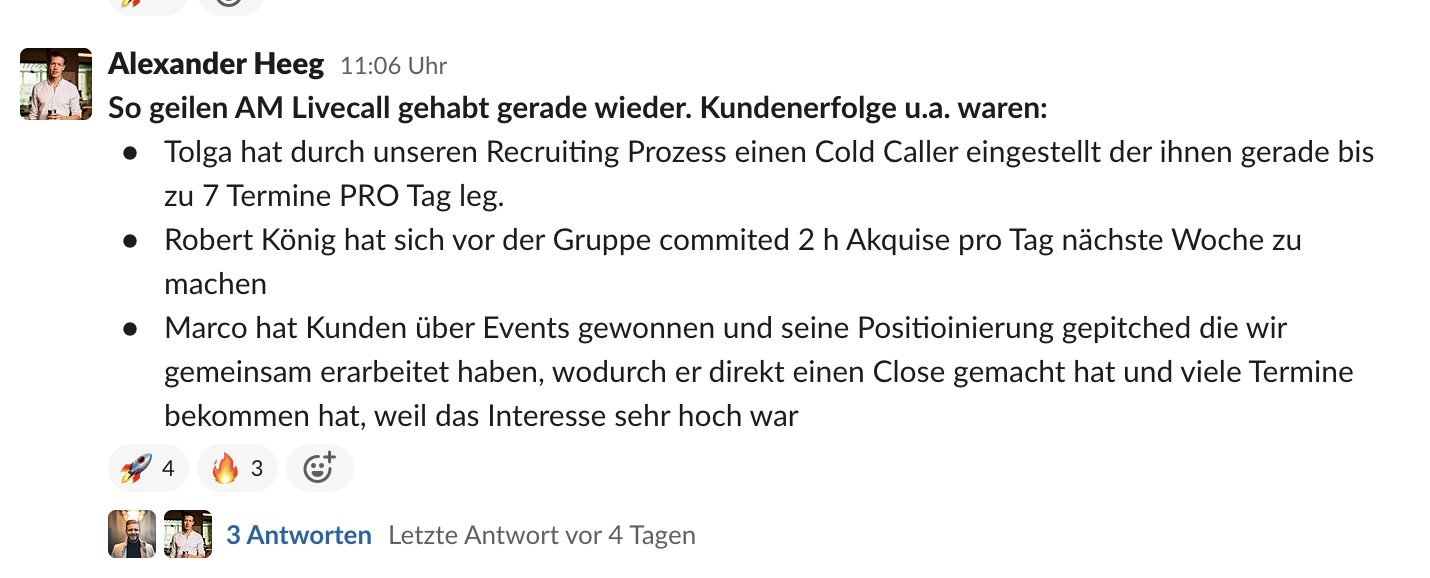 Kundenergebnis der Agentur Consulting (Alexander Heeg, Heeg Consulting GmbH) – Screenshot aus der privaten Kunden-Community