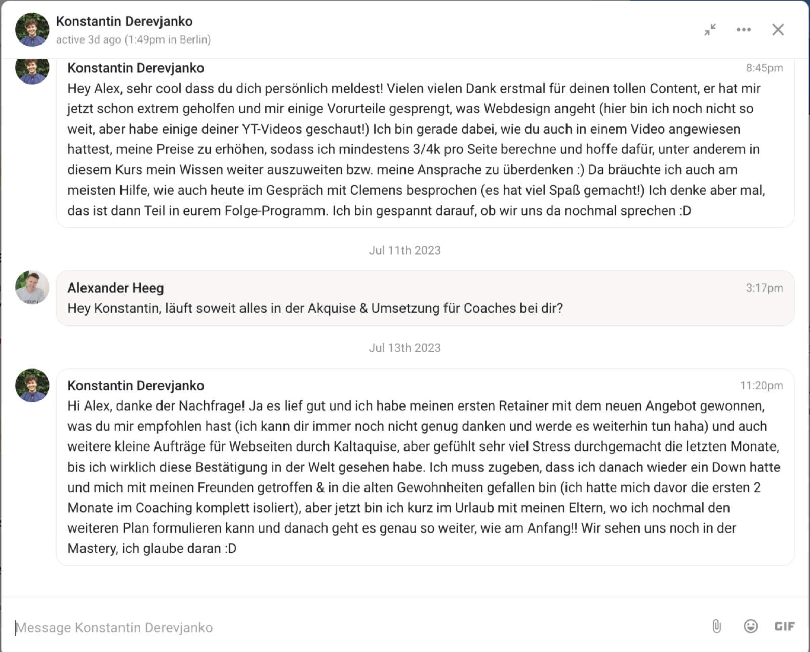 Kundenergebnis der Agentur Consulting (Alexander Heeg, Heeg Consulting GmbH) – Screenshot aus der privaten Kunden-Community