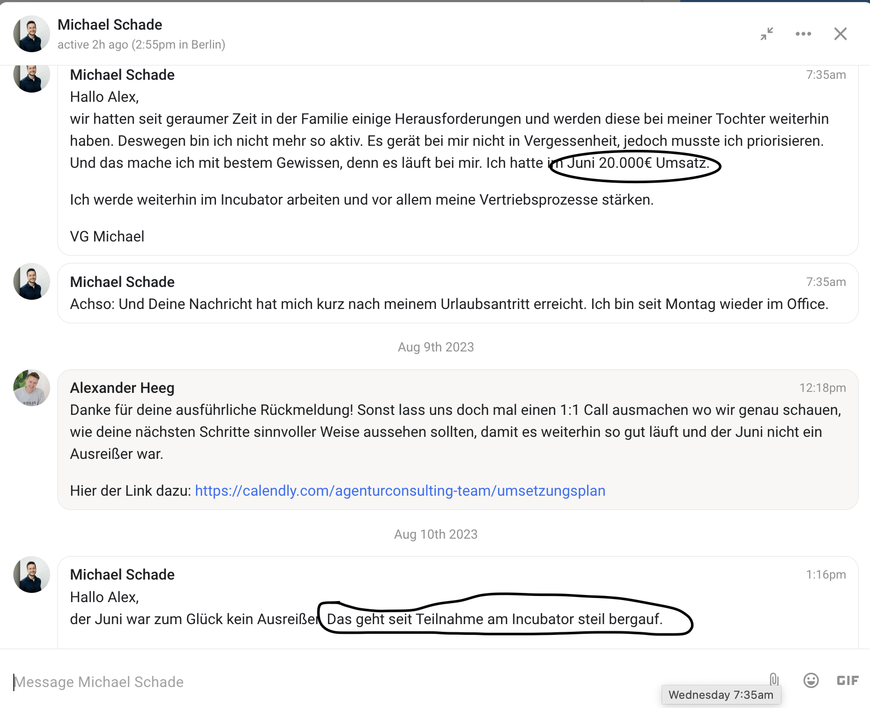 Kundenergebnis der Agentur Consulting (Alexander Heeg, Heeg Consulting GmbH) – Screenshot aus der privaten Kunden-Community