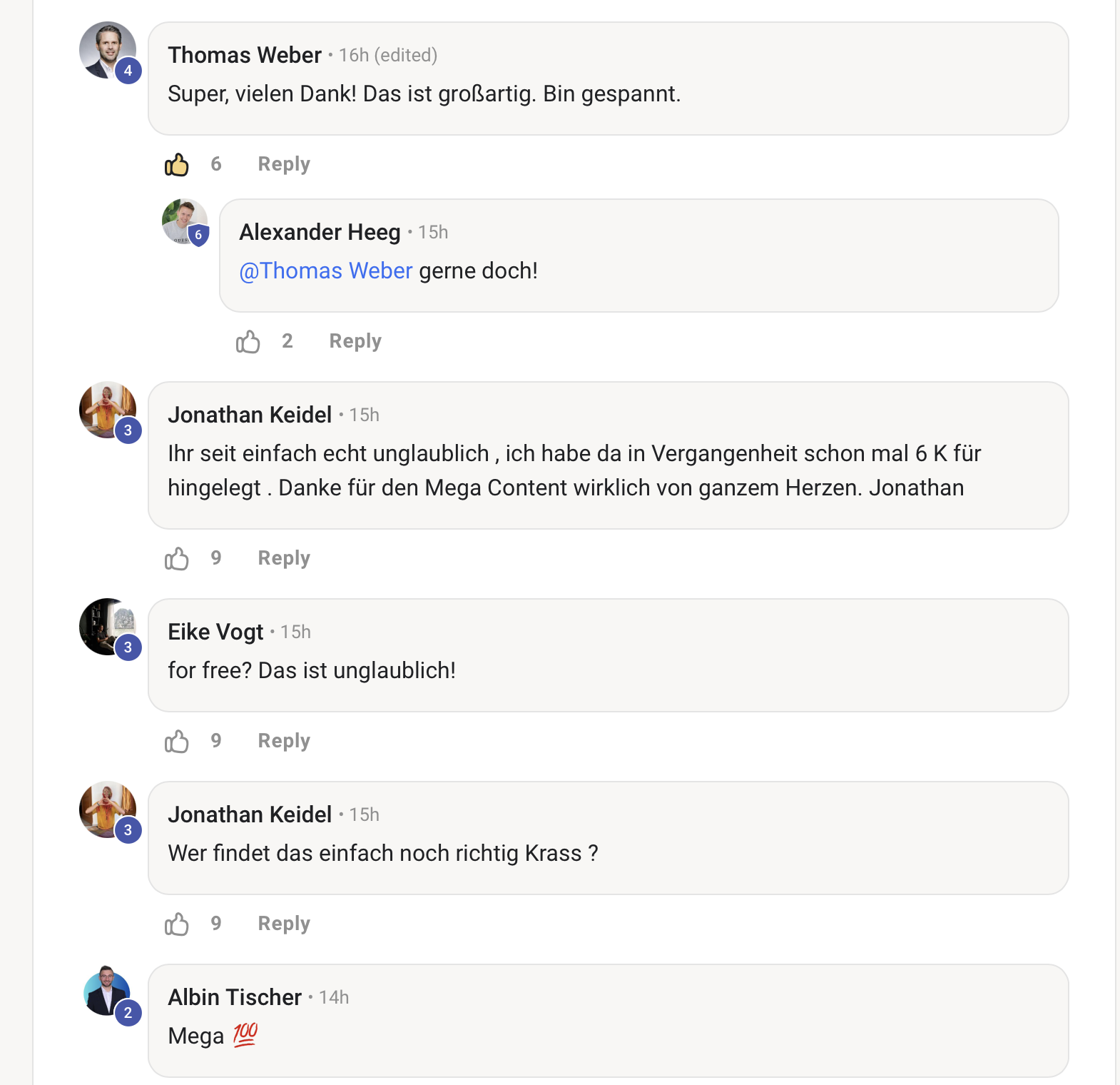 Kundenergebnis der Agentur Consulting (Alexander Heeg, Heeg Consulting GmbH) – Screenshot aus der privaten Kunden-Community