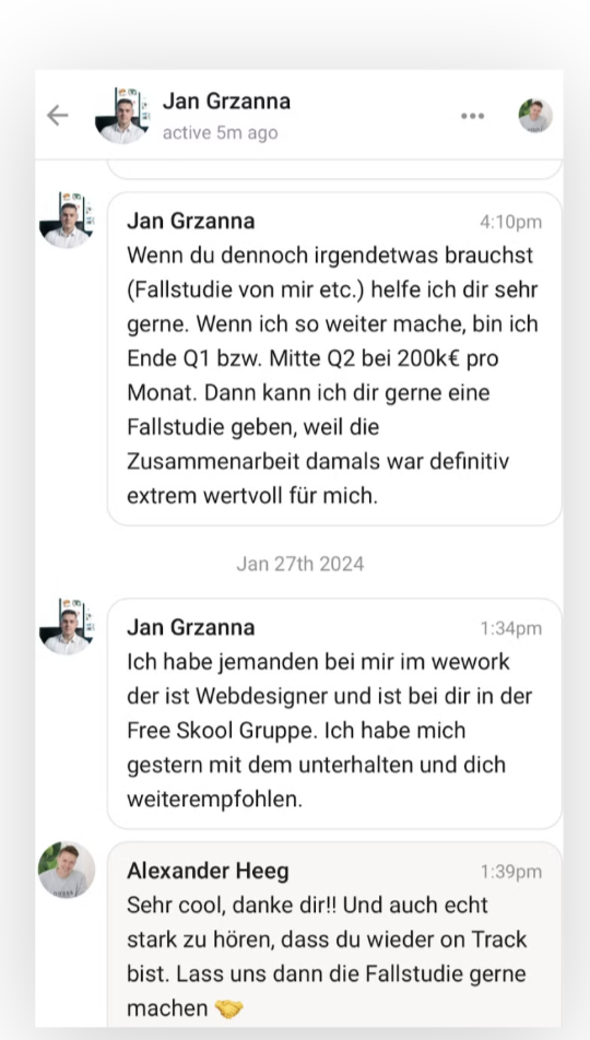 Kundenergebnis der Agentur Consulting (Alexander Heeg, Heeg Consulting GmbH) – Screenshot aus der privaten Kunden-Community