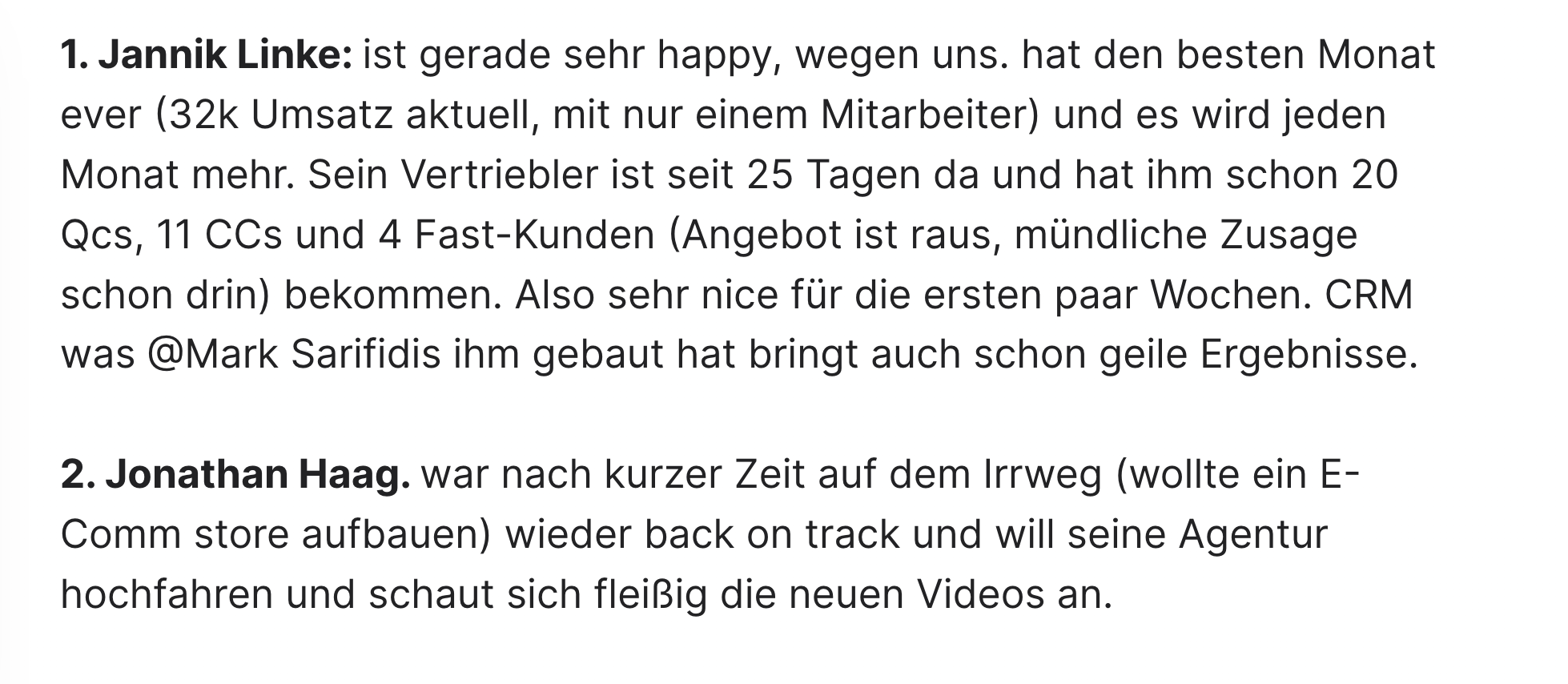 Kundenergebnis der Agentur Consulting (Alexander Heeg, Heeg Consulting GmbH) – Screenshot aus der privaten Kunden-Community