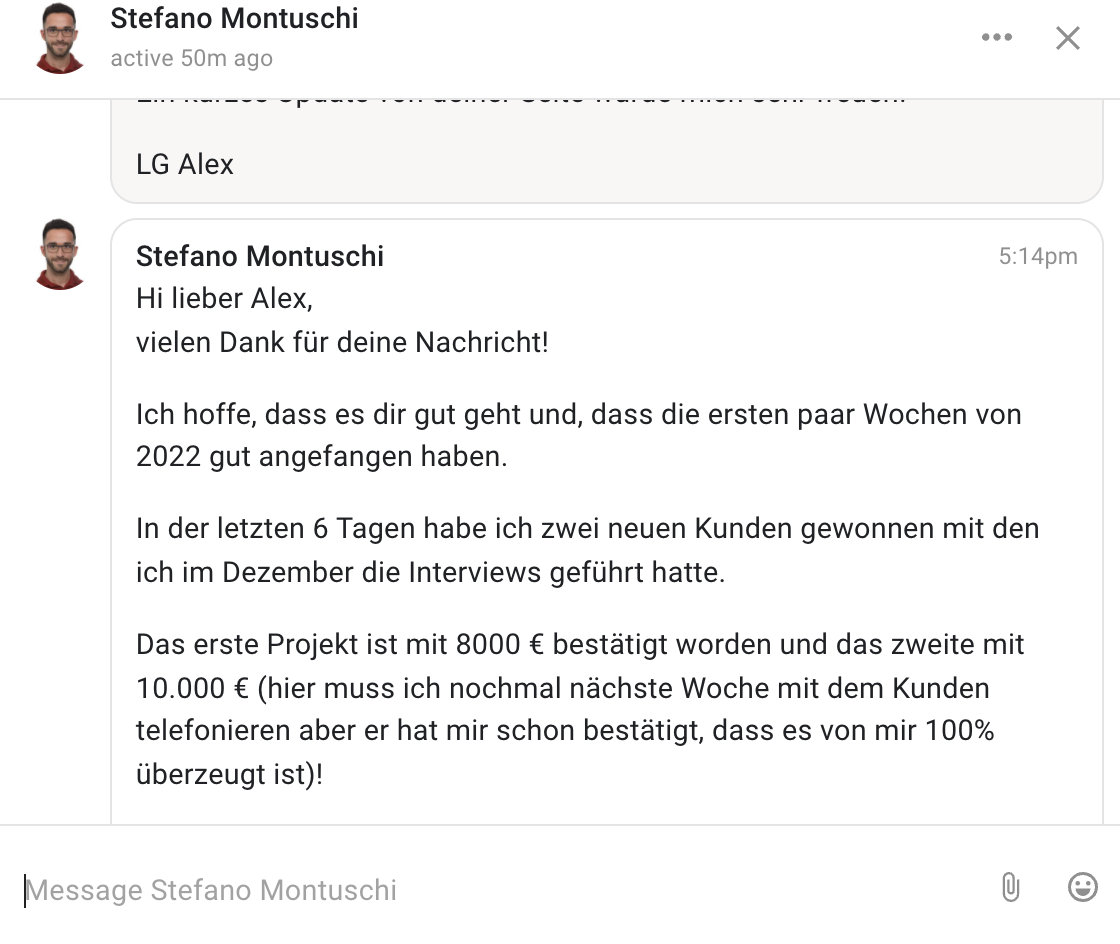 Kundenergebnis der Agentur Consulting (Alexander Heeg, Heeg Consulting GmbH) – Screenshot aus der privaten Kunden-Community